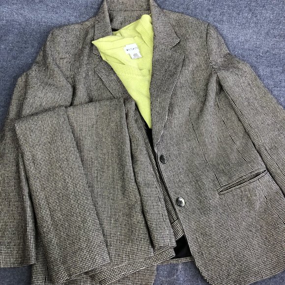 Vintage Stephan Douglas Wool Polyester Bland Skirt Suit w Lime Green Shirt - Picture 4 of 11